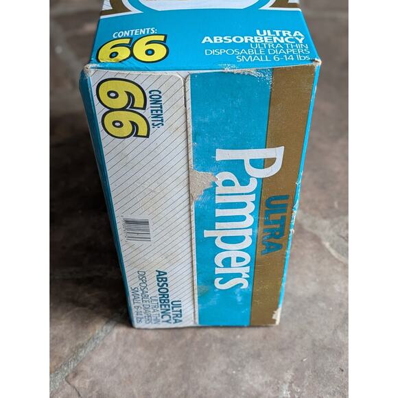 VTG Ultra Pampers Plus Diapers 66 Ct Sealed Box 6-14 lbs HTF Collectible - Picture 5 of 7